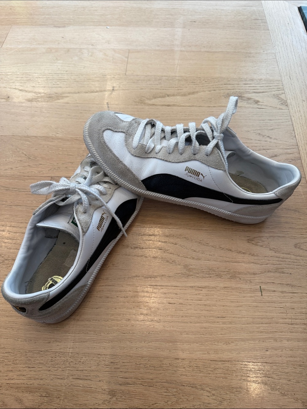 Puma White Blue & Gray Suede-Trim Low Sneakers